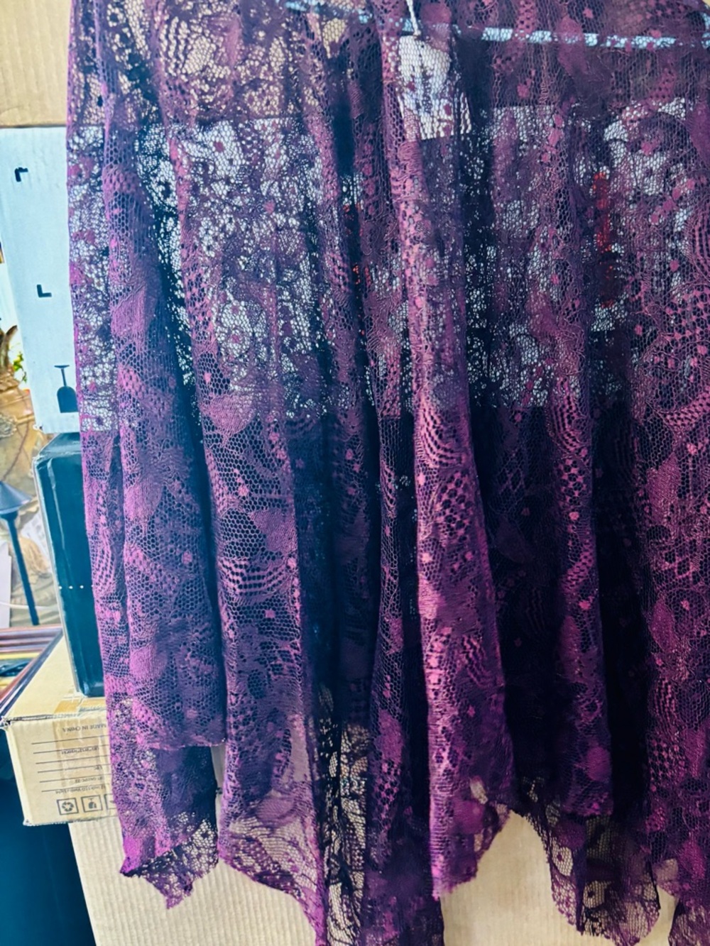 OKY Event Lace Cape with Cami made in Spain. Burgundy/Wine.  Euro 34 - Picture 7 of 8